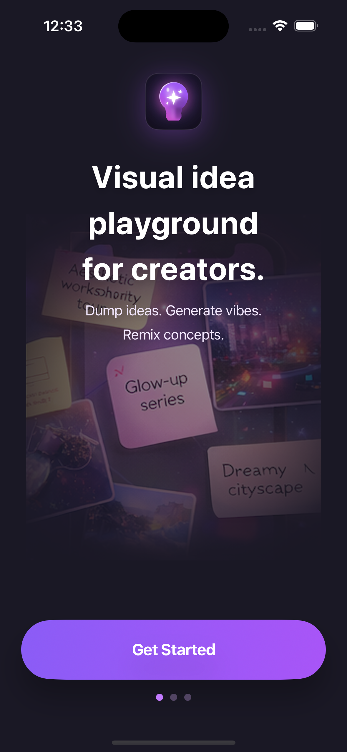 Vibeboard welcome screen